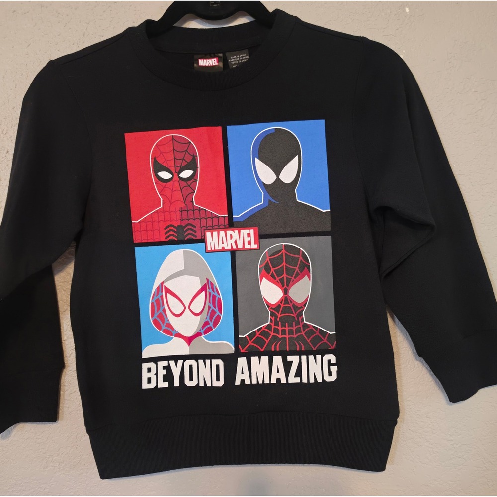 Marvel Beyond Amazing Spiderman Kids Sweatshirt Black XS Spider-Verse Graphic